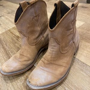 Distressed leather booties